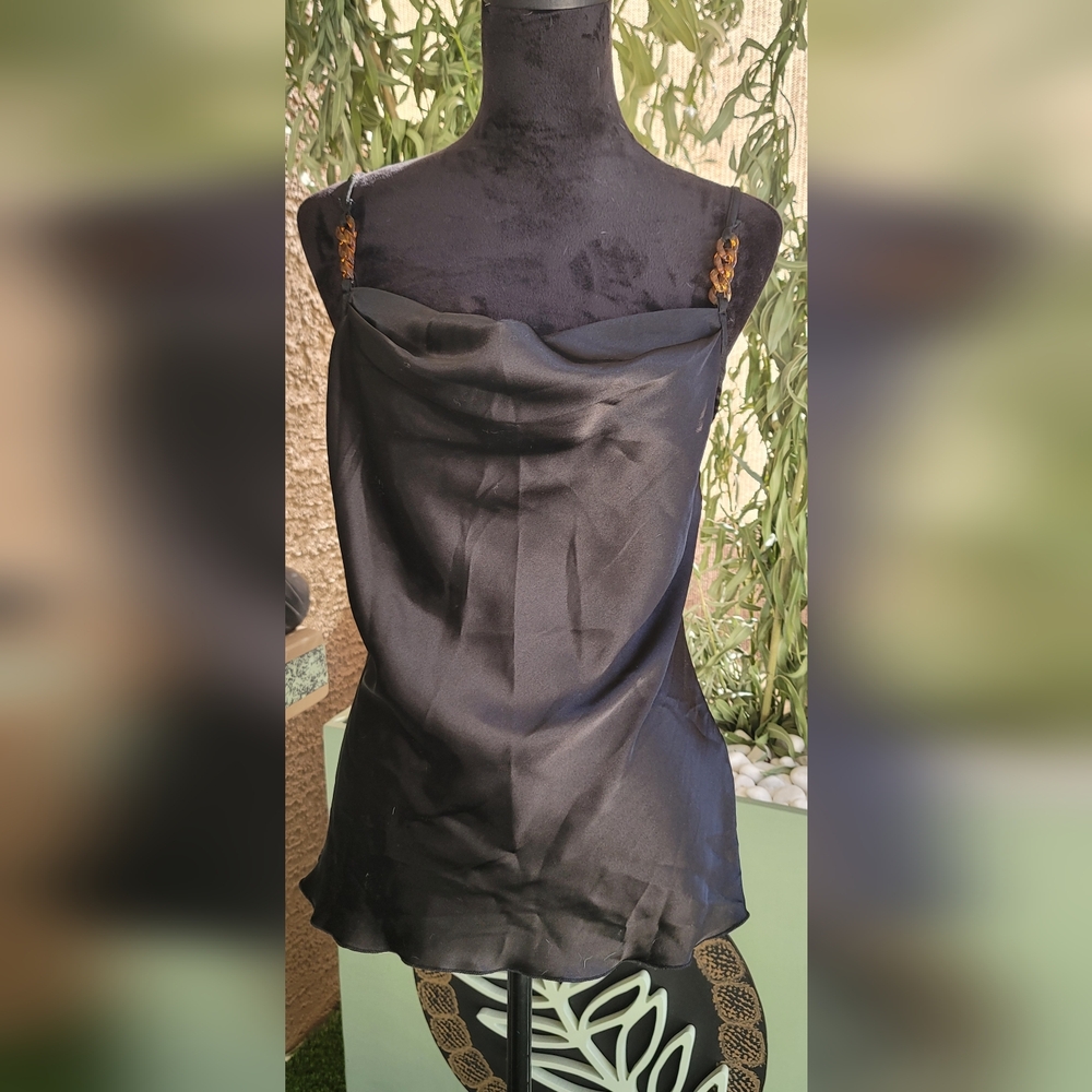 Nicole MILLER New York Elegant Black Satin Women's Top Sz.S
